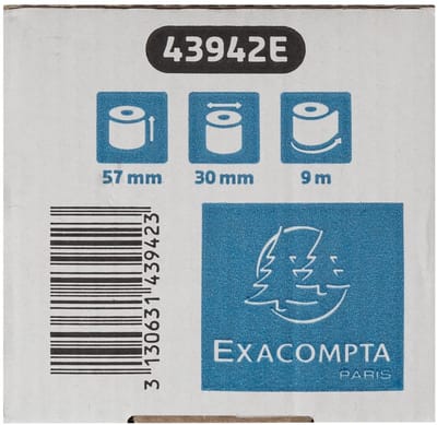 Exacompta 120x Telrol voor bankterminal 57x30mm - 1 laag thermisch papier 52g/m2 - Safe Contact - Wit - 43942E