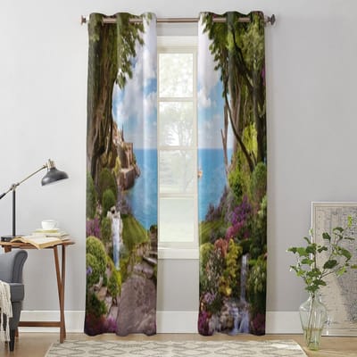 Prachtige Bosbloemen Watervallen Raamgordijnen Voor Woonkamer Slaapkamer Luxe Modern Keukengordijnen Stoffen Draperieën 135W x 60H(cm) x1