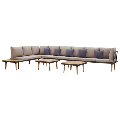 vidaXL - Loungeset - 8-zits - met - kussens - massief - acaciahout