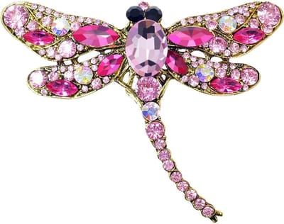 Fako Bijoux® - Broche - Libelle - XXL - 94x67mm - Roze