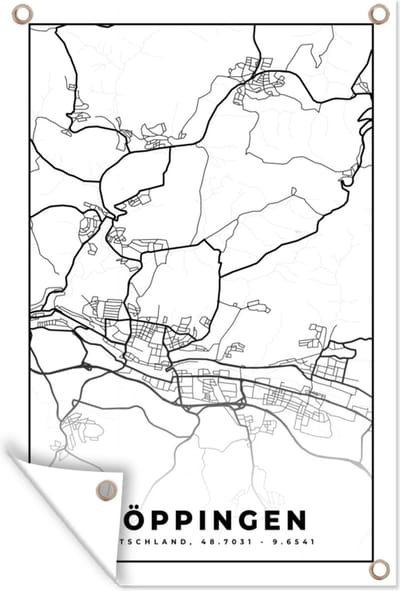 Muurdecoratie Kaart - Göppingen - Plattegrond - Stadskaart - 120x180 cm - Tuinposter - Tuindoek