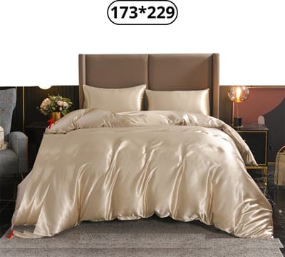 Livano Satijnen Dekbedovertrek - Fleece Dekbedovertrek - Pluche - Dekbed - Deken - Inclusief Kussens - Champagne 179x229cm