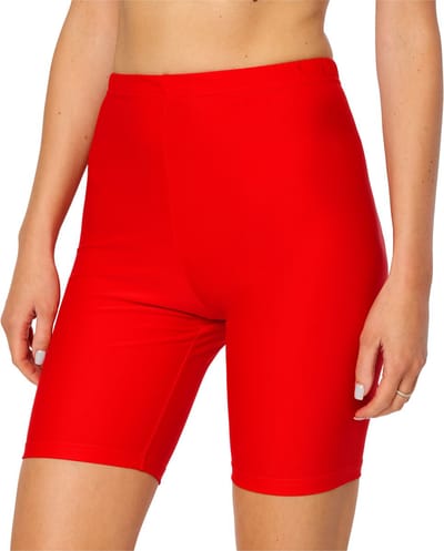 Merry Style MS-MS10-333-SWLE Dames lange Zwembroek - Zwemshorts - Bikinibroekje - Elastische tailleband - Polyamide & Elastaan - Rood - 34