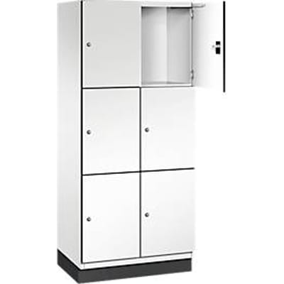 C+P Cambio lockerkast, 2 vakken, 6 vakken, met plint, B 800 x D 525 x H 1980 mm, verkeerswit/wit
