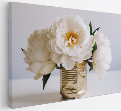 Saammp Canvas Schilderij - Bloemen in Blikje - Abstract - 30x20 - Foto op canvas - Wanddecoratie - Muurdecoratie Woonkamer - Kantoor Decoratie
