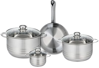 Set van 1 Koekenpan 24 cm en 3 kookpotten 12, 20 en 24 cm Elo Profi Brillant