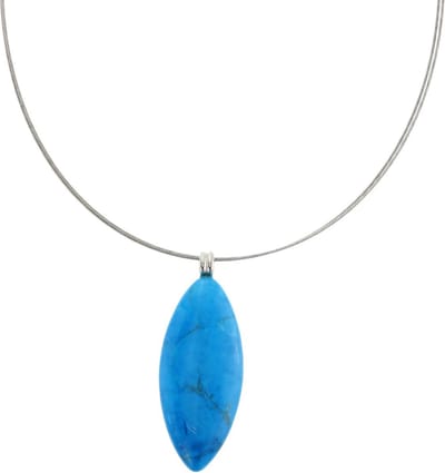 Behave® Ketting zilverkleur met turquoise hanger - 40 cm