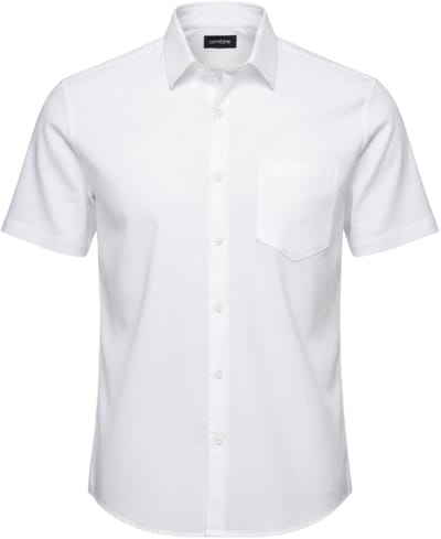 OMBRE Overhemd - Regular Fit - Katoen - Korte Mouw Gebroken Wit M