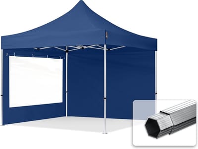 3x3m Easy Up partytent Vouwpaviljoen PROFESSIONAL alu 40mm met zijwanden (panorama), blauw
