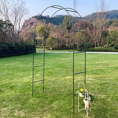 Metalen Rozenboog - Tuinpergola Prieel - Decoratieve Klimhulp - Weerbestendig Frame - 100x20x220cm - Zwart