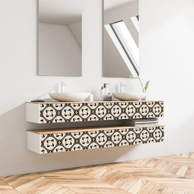 Zelfklevende tegelmuurstickers voor keuken en badkamer - 24 cementtegelstickers voor meubels, Arocena - 24 stickers 10x10cm