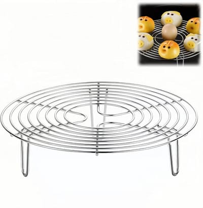 Stoomrek van roestvrij staal - Keukenbladen - Statief stoomrek - Stoomrek voor thuisgebruik - Stoomstatief van roestvrij staal - Geschikt voor heteluchtfriteuses - 16 cm - Rond stoomrek