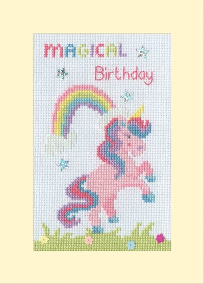 Bothy Threads borduurpakket wenskaart magical birthday XGC49 telpatroon