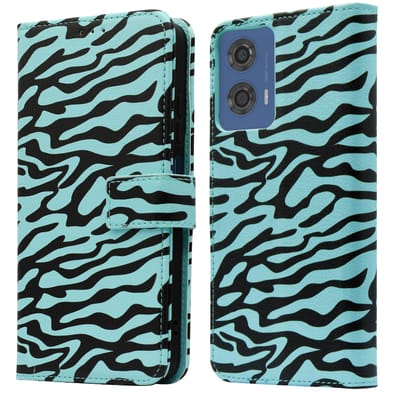 imoshion Hoesje - Geschikt voor Motorola Moto G04 / Motorola Moto G24 - Design Bookcase smartphone - Black Blue Stripes