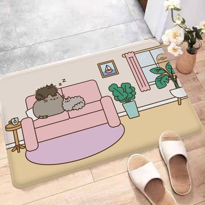 Schattige P-Pusheen-Kat Keukenmat Scandinavische Stijl Slaapkamer Woonkamer Deurmat Huis Balkon Antislip Welkomstkleed 100x150cm
