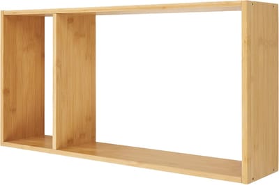 Artichok Koen Wandplank - Bamboe - Zwevend - met Twee Vakken - Wandrek - Zwevende Boekenplank - Naturel - Lichtbruin - 70 x 15 x 35,5 cm