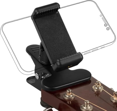 Guitar en Bass Hoofdtelefoonhouder voor Live Streaming met Clip voor Smartphones - Zwart