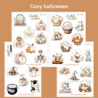 Bullet Journal Stickers - Planner Agenda Stickers - Cozy halloween stickers - 4 stickervellen - geest skelet pompoen - Scrapbook stickers - Deco stickers - halloween stickers - volwassenen en kinderen