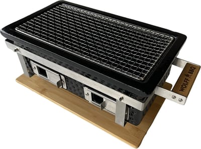 WOLFF BBQ Shichirin Grill – Keramische Tafelbarbecue – Rechthoekig – Dubbele Luchtregeling