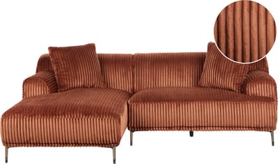 STENUM - Hoekbank 3-zits - Bruin - Rechtszijdig - Corduroy