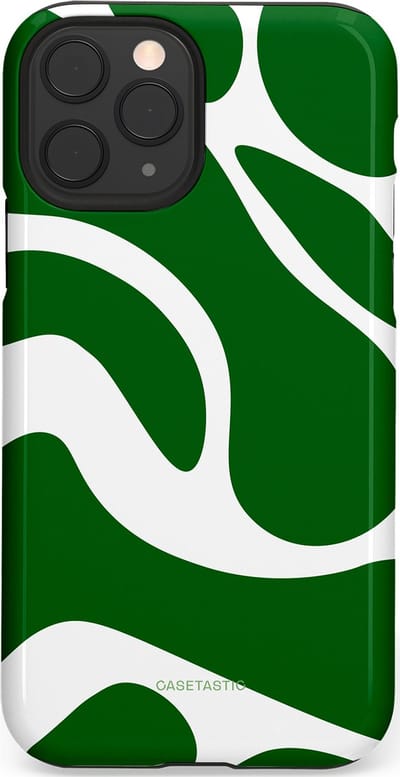 Casetastic Hoesje Geschikt voor Apple iPhone 11 Pro - Stijlvolle Beschermende Duo-layer Case - Groene Golven
