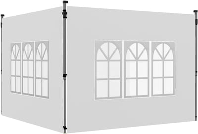 Outsunny Zijpanelen voor paviljoen-Oxford, kunststof-295B x 195H cm-Wit