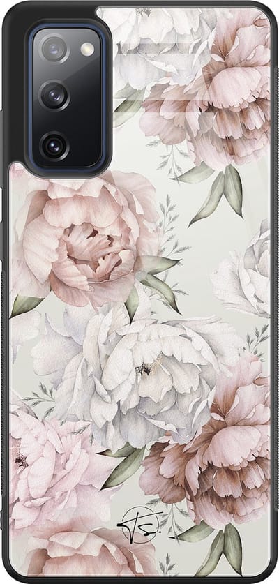 Hoesje geschikt voor Samsung Galaxy S20 FE - Romantische bloemen - Hard Case Zwart Back Cover - Bloemen - Multi - Mooie Telefoonhoesjes