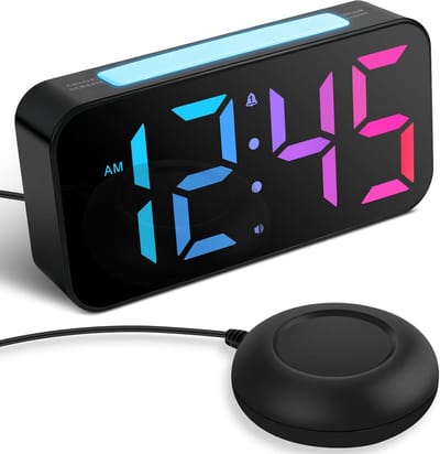 Digitale Wekker - LED Klok Nachtlamp - Wakker Worden - Vibratie en Kleurinstelling - 925 x 381 x 468 cm