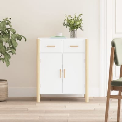 vidaXL - Dressoir - 62x38x75 - cm - bewerkt - hout - wit