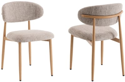 Eetkamerstoelen Celia Taupe Naturel Santi Set van 2