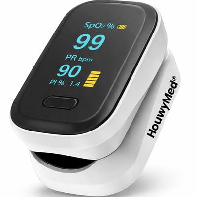 Professionele Saturatiemeter - Oximeter Pulse - HouwyMed - Wit - Zuurstofmeter Vinger - Best Getest - Hartslagmeter - Oximeter - Saturatiemeter Zuurstofmeter Vinger