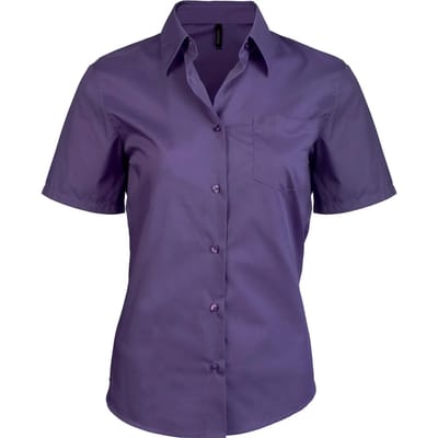Kariban Overhemd in onderhoudsvriendelijk polykatoen-popeline korte mouwen dames K548 - purple - S