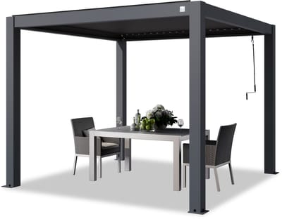 PRIMEYARD Pergola 3x3 m staanders van aluminium met aluminium lamellendak paviljoen antraciet