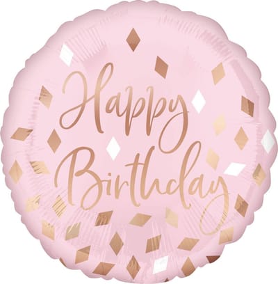 Folieballon - Happy Birthday - Rosé goud - 43cm - Zonder vulling