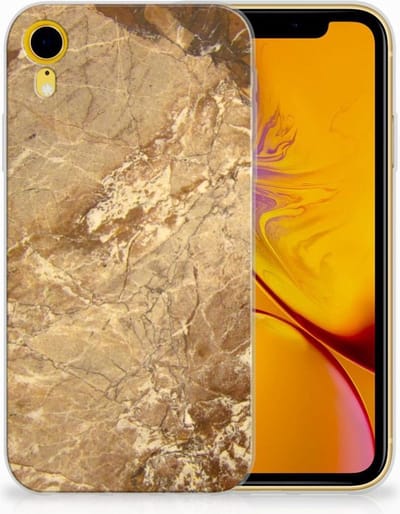 Apple iPhone Xr TPU Siliconen Hoesje Marmer Creme