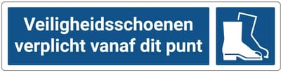 Veiligheidsschoenen verplicht vanaf dit punt deurbordje met zelfklevende strip | Forex Re materiaal | 20 x 5 cm