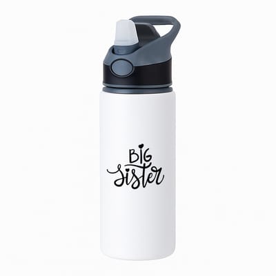 Hacebo® - Big sister waterfles met rietje zwart - Zus - oudere zus - cadeau - verjaardag - oudere zus - familie - water fles - 650ML