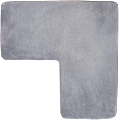 Badmat L-vorm - Vloerkleed Hoek - Douche Comfort - Zachte Coral Fleece - 80 cm - Grijs