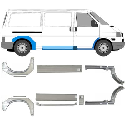 Reparatie dorpel + voorste spatbord + achterste spatbord voor Volkswagen Transporter T4 90-03