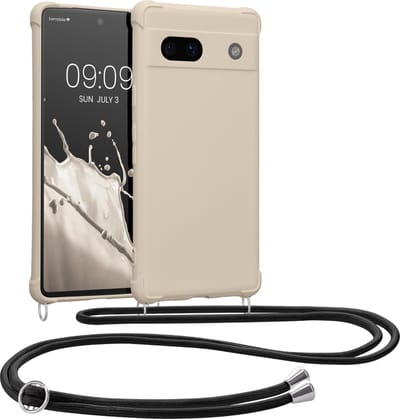 kwmobile telefoonhoesjegeschikt voor Google Pixel 7a - Hoesje van siliconen met telefoonkoord - In crème