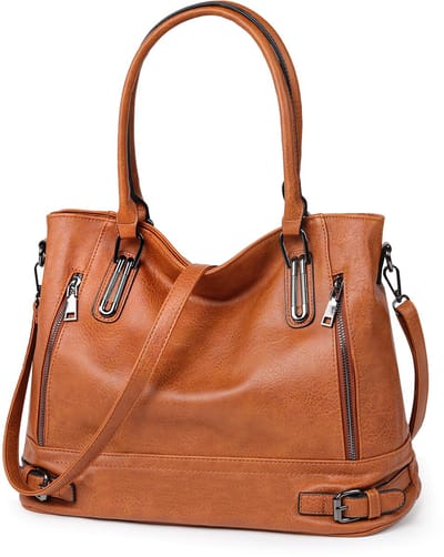 TAN.TOMI Dames Handtas – Grote Schoudertas & Crossbody Tas – Zacht Kunstleer – Waterafstotend & Lichtgewicht – Elegante Hobo Tas met Verstelbare Riem – Meerdere Vakken – Werktas / Shopper – Bruin