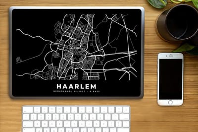 Laptop sticker - 15.6 inch - Haarlem - Zwart - Kaart - 36x27,5cm - Laptopstickers - Laptop skin - Cover