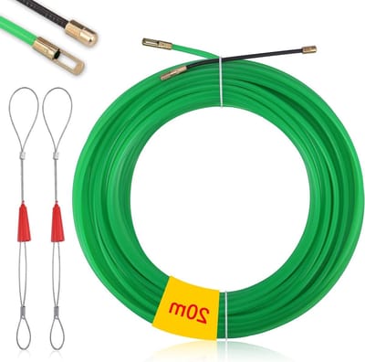 20 meter visdraad trekstang voor kabeldoorvoer, elektrische draadtrekker met 2 metalen gripdraden voor communicatiekabels, ideaal voor muur- en vloerkanaal (breedte 4mm)