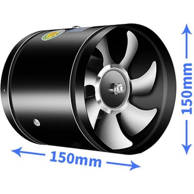 Ronde inline boosterkanaalventilator Afzuigventilator met laag geluidsniveau voor keukens, badkamers, 6 Inch zwart