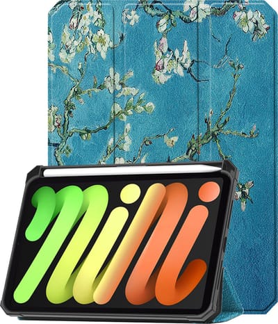 Hoesje - Geschikt voor Apple iPad Mini 7 (2024) - 8.3 inch - 7e Generatie - Dun & Stevig - Trifold Bookcase - Hard Cover Case - Met Uitsparing Geschikt voor Apple Pencil - Hardcover Book - Tablet Hoes - Bloesem