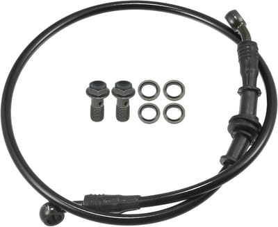 Set van 80 cm Universele Hydraulische Remolie Slang voor Motorfietsen en Dirtbikes, Duurzaam en RVS, Zwart, Geschikt voor 28 Graden Installatie