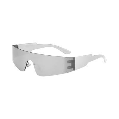 By shayne - zonnebril - futuristische zonnebril - modieuze uitstraling - zilverwit - rechthoekige ruimtebril - perfect voor outdoor-activiteiten - in.