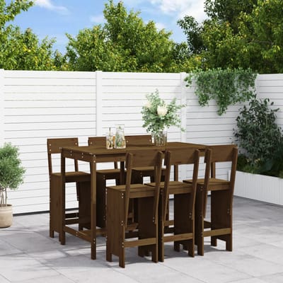 vidaXL - 7-delige - Tuinbarset - massief - grenenhout - honingbruin