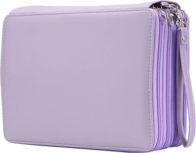 200 slots PU lederen kleurpotlood etui Grote capaciteit draagtas 200 slots pencil case holder - Paars