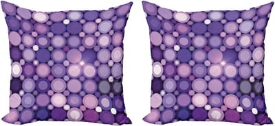 ABAKUHAUS Moderne decoratieve kussenhoes, 2-pack, geometrische violette cirkels, 45x45 cm, babyroze paars